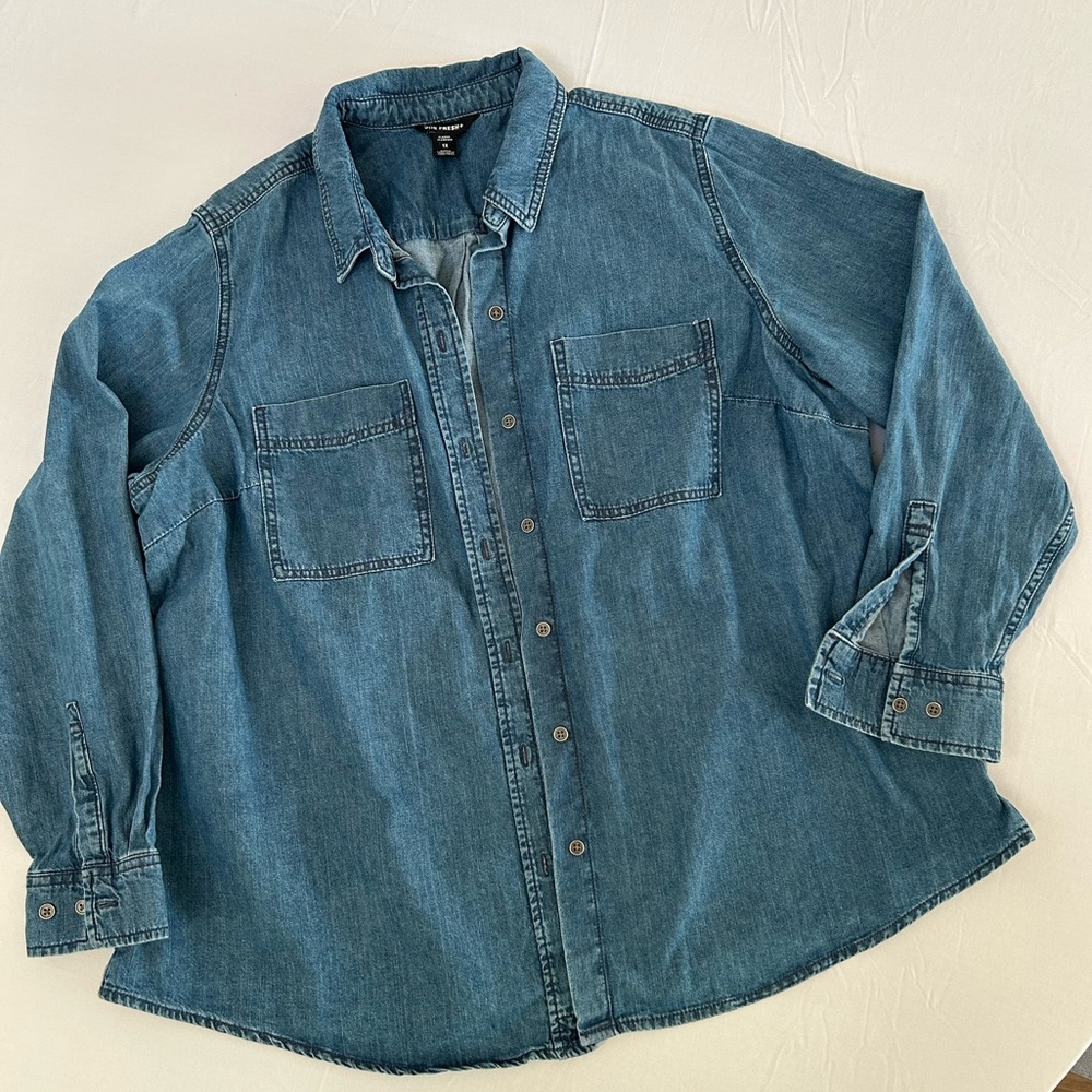 Jean Button Up Shirt Plus Size